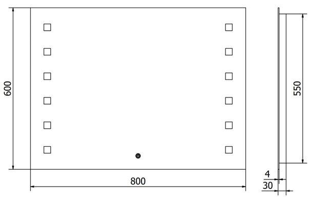 Зеркало MEXEN NER 80x60 LED прямоугольное