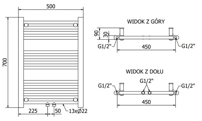 Полотенцесушитель MEXEN MARS 70х50 WHITE 300W электрический