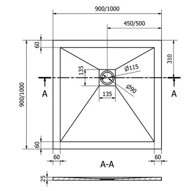 Душевой поддон MEXEN STONE+ 100x100 ANTHRACITE MEX-44711010K