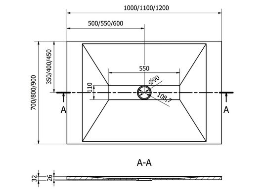 Душевой поддон MEXEN TORO 120x90 WHITE MEX-43109012K