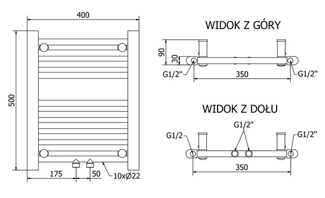 Полотенцесушитель MEXEN MARS 50х40 WHITE 300W электрический