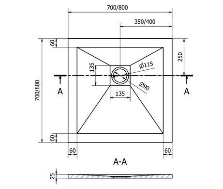 Душевой поддон MEXEN STONE+ 70x70 GREY MEX-44617070K