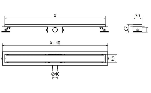 Трап для душа MEXEN FLAT 60 M18 сталь MEX-1023060-15