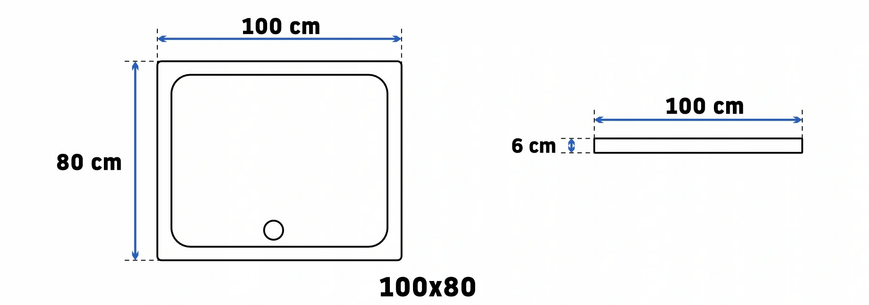 Душевой поддон REA SAVOY 80X100 WHITE REA-K5332