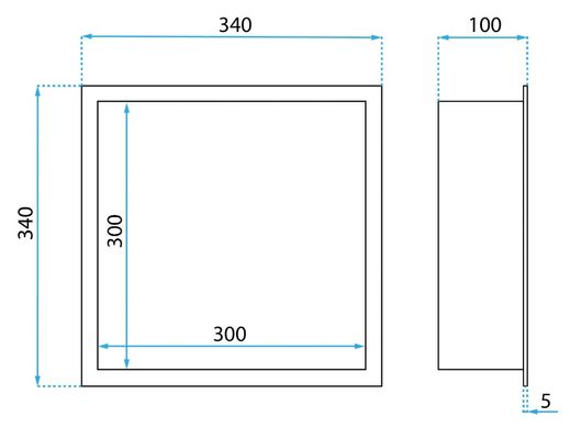 Встраиваемая полка REA 30X30 NICKEL BRUSHED с ободком