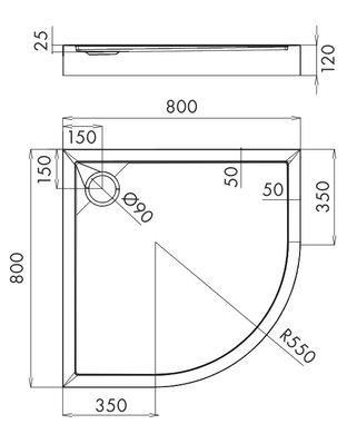 Душевой поддон OMNIRES CAMDEN 80x80 WHITE GLOSSY CAMDEN80/OBP