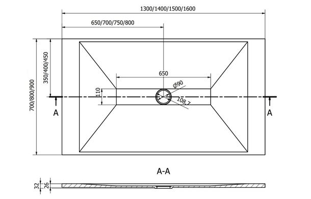 Душевой поддон MEXEN TORO 150x90 WHITE MEX-43109015K