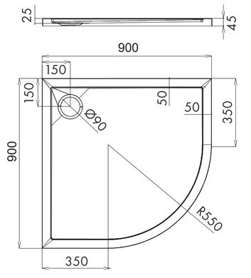 Душевой поддон OMNIRES MERTON 90x90 WHITE GLOSSY MERTON90/OBP