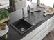 Гранитная кухонная мойка MEXEN BRUNO BLACK GRANITE + сифон CHROME