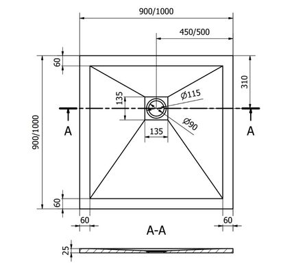 Душевой поддон MEXEN STONE+ 90x90 BLACK MEX-44709090K