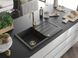 Гранитная кухонная мойка MEXEN BRUNO BLACK GRANITE + сифон GOLD