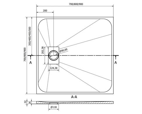 Душевой поддон MEXEN HUGO 90x90 GREY MEX-42619090K