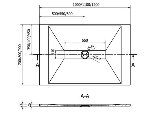 Душевой поддон MEXEN TORO 120x70 BLACK MEX-43707012K