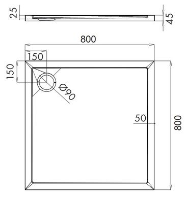 Душовий піддон OMNIRES MERTON 80x80 WHITE GLOSSY MERTON80/KBP