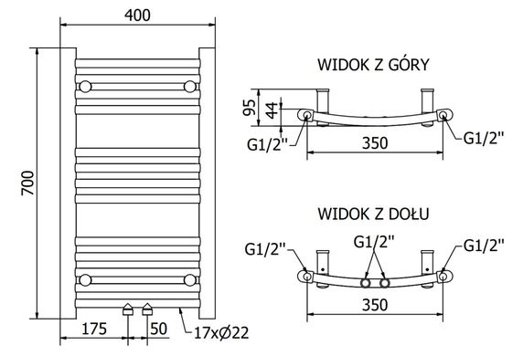 Полотенцесушитель MEXEN ARES 70х40 WHITE 300W электрический 2.0