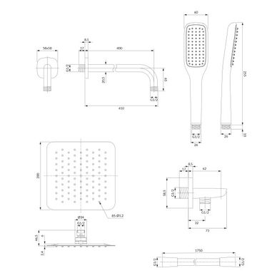 Душова система OMNIRES HUDSON CHROME + BOX прихованого монтажу SYSHS24XCR