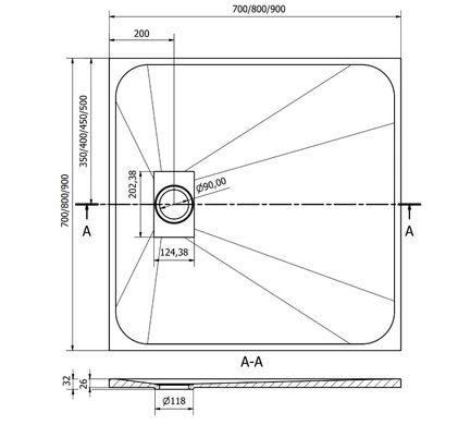 Душевой поддон MEXEN HUGO 90x90 WHITE MEX-42109090-X