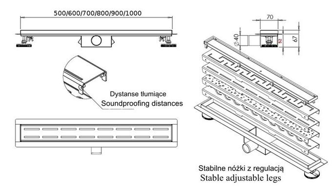 Трап для душа REA PURE NEO 60 2в1 сталь REA-G0091