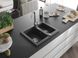 Гранитная кухонная мойка MEXEN CARLOS BLACK GRANITE + сифон CHROME