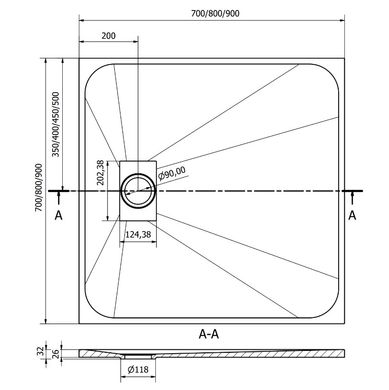 Душевой поддон MEXEN HUGO 90x90 BLACK MEX-42709090-B