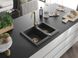 Гранитная кухонная мойка MEXEN CARLOS BLACK GRANITE + сифон GOLD