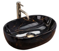 Умивальник (раковина) REA AMELIA BLACK MARBLE SHINY накладний чорний