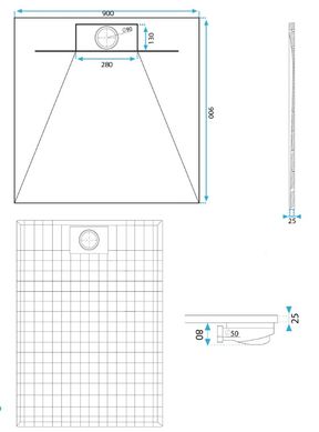 Душевой поддон REA BAZALT 90X90 GREY REA-K4105