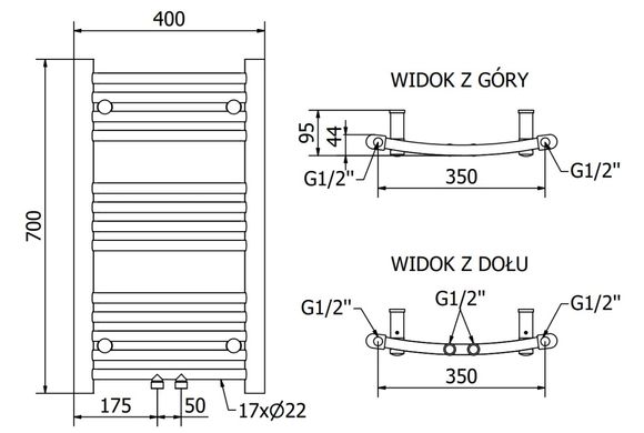 Полотенцесушитель MEXEN ARES 70х40 BLACK 300W электрический