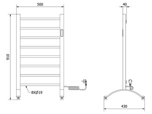 Полотенцесушитель MEXEN OSO 91х50 WHITE 200W электрический