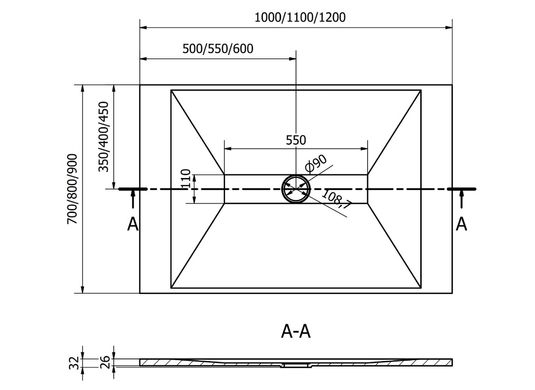 Душевой поддон MEXEN TORO 100x80 BLACK MEX-43708010K