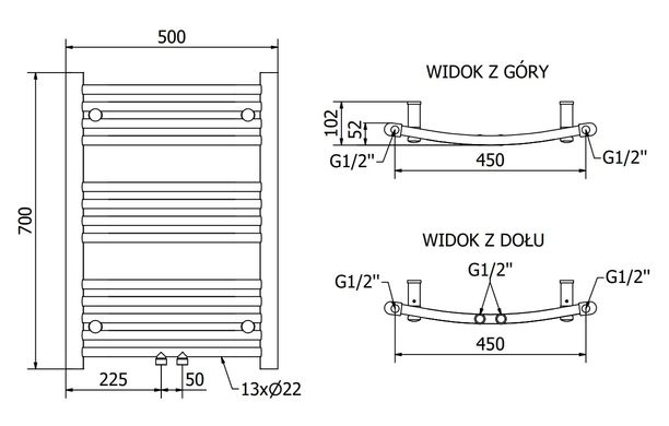 Полотенцесушитель MEXEN ARES 70х50 BLACK 300W электрический