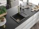 Гранитная кухонная мойка MEXEN ENZO BLACK GRANITE + сифон GOLD