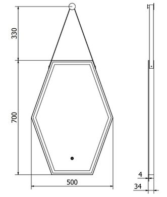 Дзеркало MEXEN ORLA 50x70 LED нестандартне