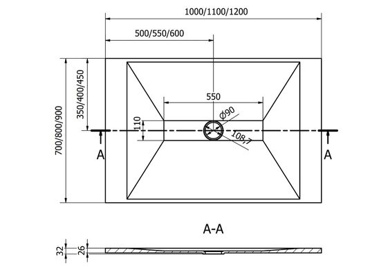 Душевой поддон MEXEN TORO 100x90 BLACK MEX-43709010K