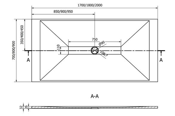 Душевой поддон MEXEN TORO 200x70 BLACK MEX-43707020K