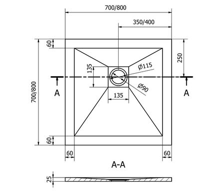 Душевой поддон MEXEN STONE+ 70x70 WHITE MEX-44107070K