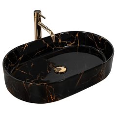 Умивальник (раковина) REA NADIA BLACK MARBLE SHINY накладний