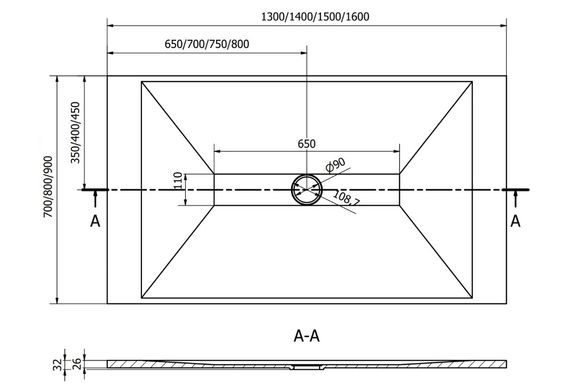 Душевой поддон MEXEN TORO 130x80 WHITE MEX-43108013K