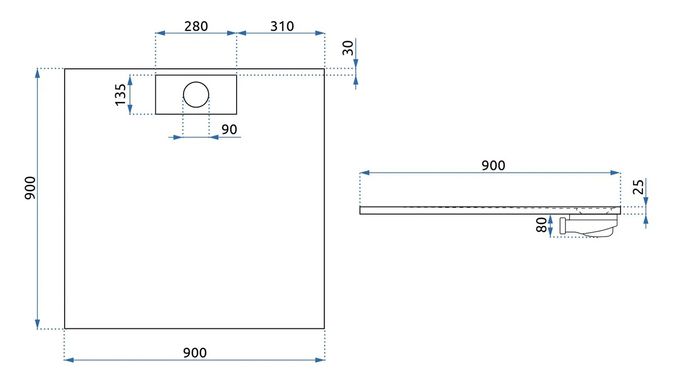 Душевой поддон REA BAZALT 90x90 BLACK REA-K3307