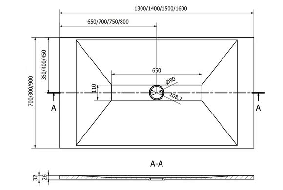 Душевой поддон MEXEN TORO 150x80 BLACK MEX-43708015K