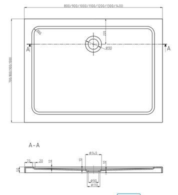 Душевой поддон MEXEN FLAT 110x70 WHITE-G белый MEX-40107011G