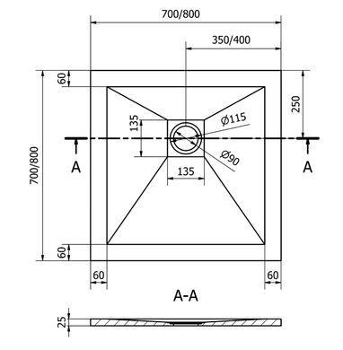 Душевой поддон MEXEN STONE+ 70x70 ANTHRACITE MEX-44717070K