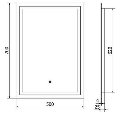 Зеркало MEXEN MIKO 50x70 LED прямоугольное