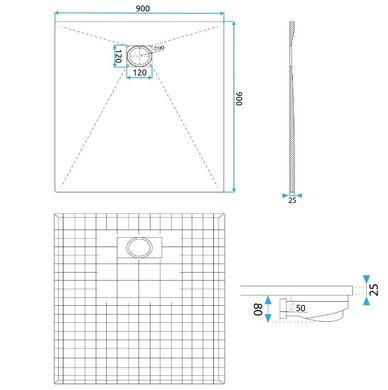 Душевой поддон REA MAGNUM 90x90 CARRARA WHITE REA-K7005