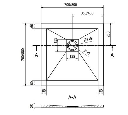 Душевой поддон MEXEN STONE+ 80x80 WHITE MEX-44108080K