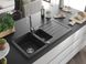 Гранитная кухонная мойка MEXEN ANDRES BLACK GRANITE + сифон CHROME