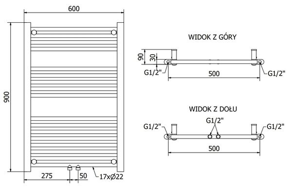 Полотенцесушитель MEXEN MARS 90х60 WHITE 600W электрический