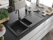 Гранитная кухонная мойка MEXEN ANDRES BLACK GRANITE + сифон BLACK