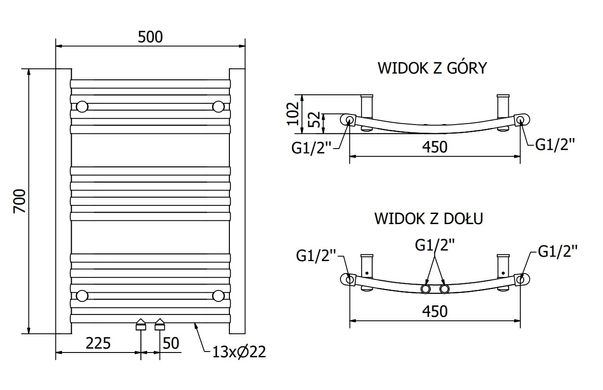 Полотенцесушитель MEXEN ARES 70х50 WHITE 300W электрический 2.0