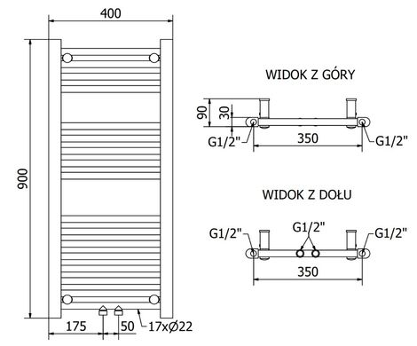 Полотенцесушитель MEXEN MARS 90х40 BLACK 300W электрический